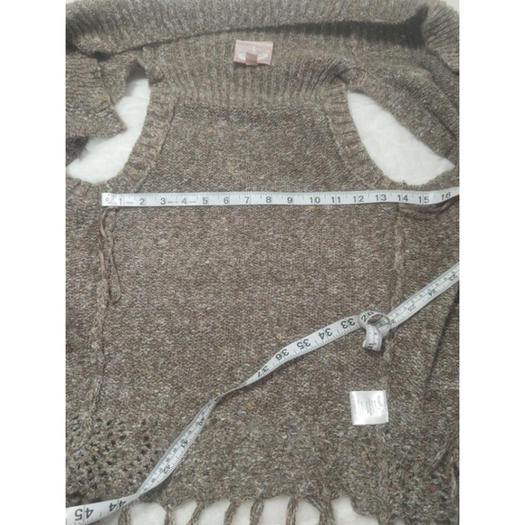 Women's Romeo & Juliet Couture Brown Knit Open Vest w Fringe Size S - Picture 9 of 10